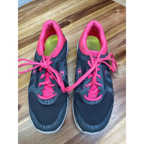 Champion Shoes Womens 5.5 Running Jogging Gray Pink Fabric Lace Up Walking - Picture 9 of 12